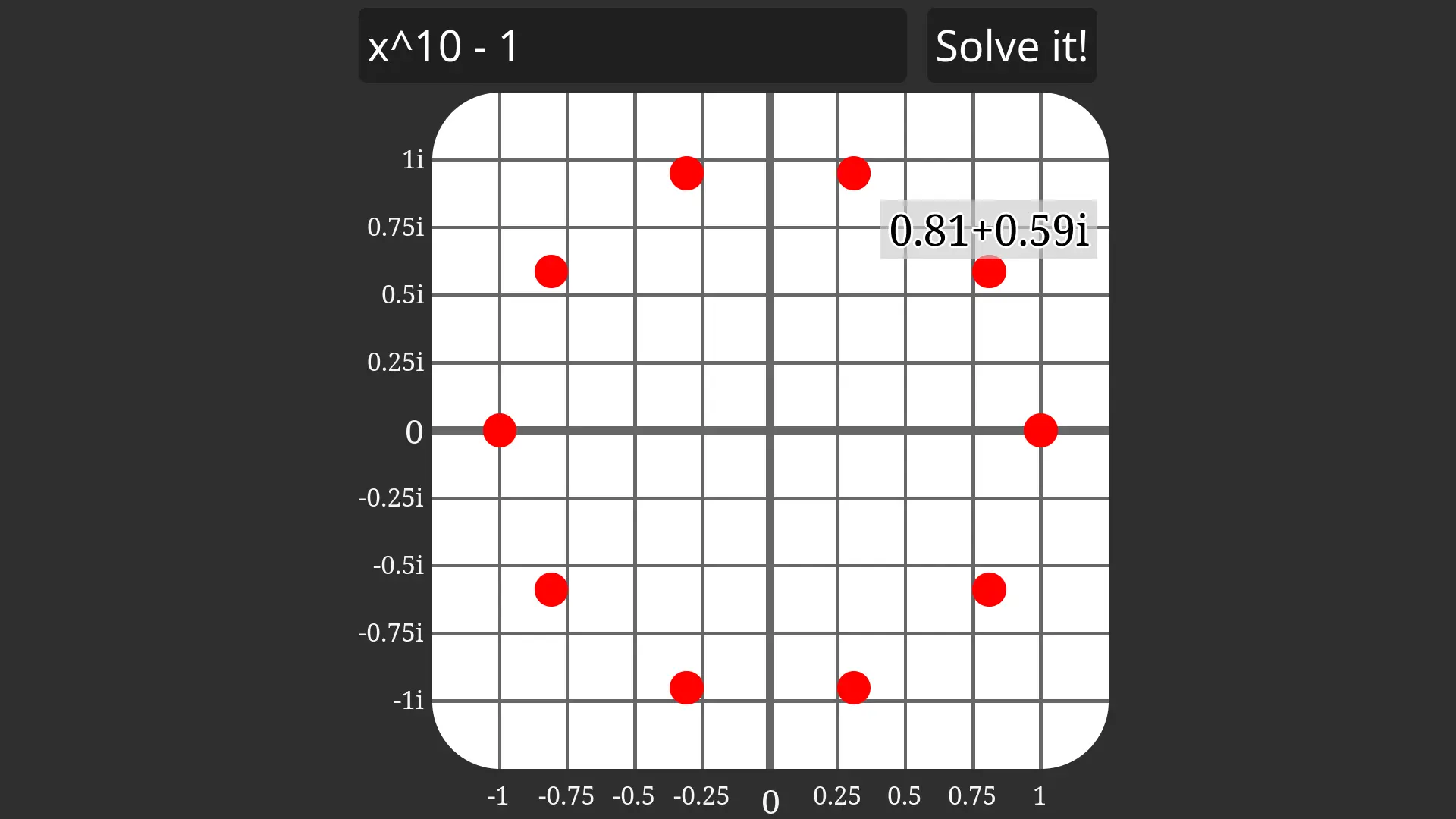Screenshot of the 'Polynomial Solver GUI' Rust project